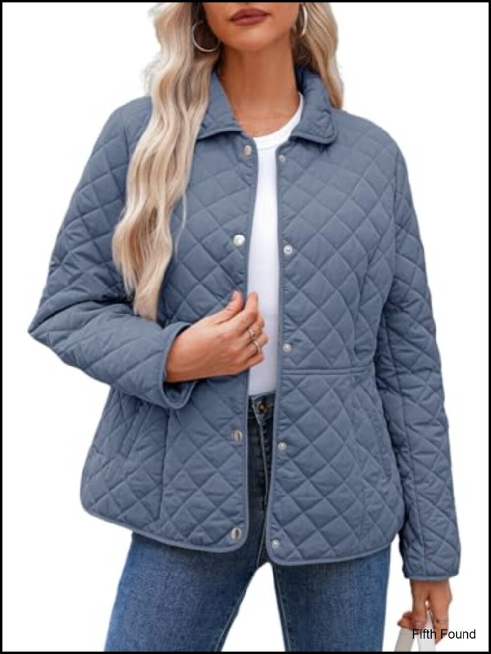 Women's Quilted Puffer Jacket Button Down Diamond Texture Coat with Pockets